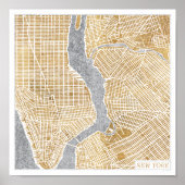 Gilded City Map von New York Poster (Vorne)