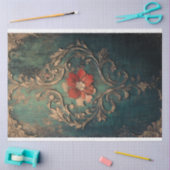 Gilded Damask Emerald Green Patina Seidenpapier (Basteln)