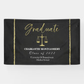 Gilded Dark Chalkboard Law School Graduation Party Banner (Horizontal)