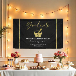 Gilded Dark Chalkboard Pharmacy School Abschluss Banner
