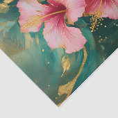Gilded Double Pink Hibiskus Blooms, Formal Blume Seidenpapier (Ausschnitt)