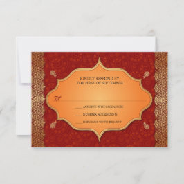 Gilded Edge Indian Frame Wedding Reply UAWG RSVP Karte