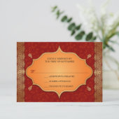 Gilded Edge Indian Frame Wedding Reply UAWG RSVP Karte (Stehend Vorderseite)