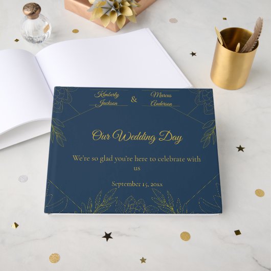 Gilded Elegance Hochzeit Gästebuch (Vorderseite Offen)