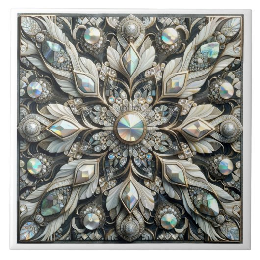 Gilded Elegance Keramik Tile - Luxuriöses Art Nouv Fliese (Vorderseite)