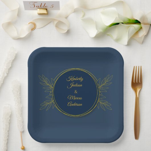 Gilded Elegance Kreis Hochzeit Pappteller (Hochzeit)