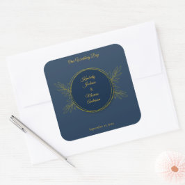 Gilded Elegance Kreis Hochzeit Quadratischer Aufkleber