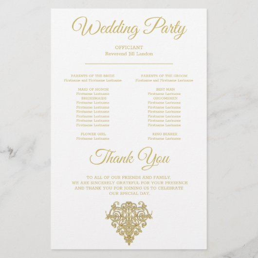 Gilded Elegance Wedding Program (Rückseite)