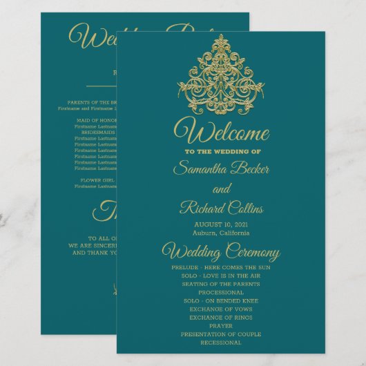 Gilded Elegance Wedding Program (Vorne/Hinten)