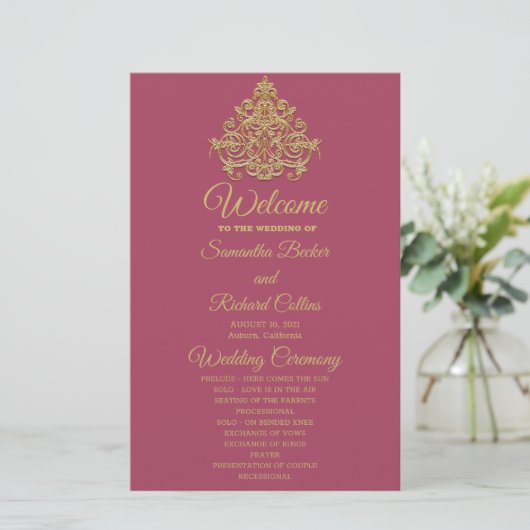 Gilded Elegance Wedding Program (Stehend Vorderseite)