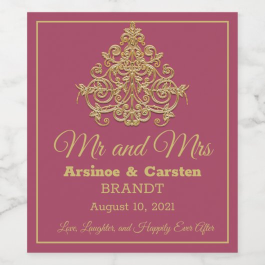 Gilded Elegance Weinkarte Weinetikett (Einzelnes Label)