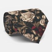 Gilded Elegante: Rose Gold Rose auf der schwarzen  Krawatte (Gerollt)