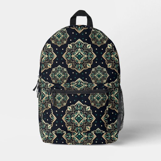 Gilded Emerald Mandala Bedruckter Rucksack (Vorderseite)