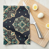 Gilded Emerald Mandala Geschirrtuch (Viertel Falte)