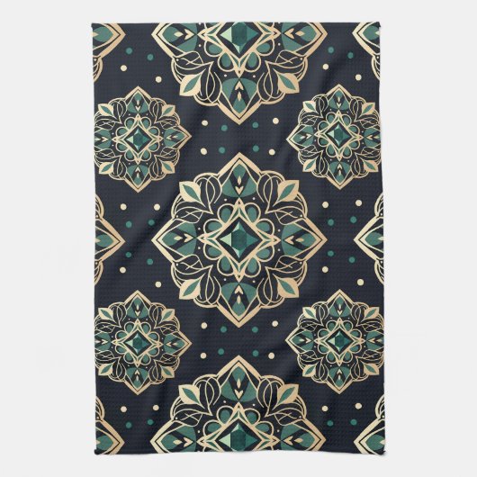 Gilded Emerald Mandala Geschirrtuch (Vertikal)