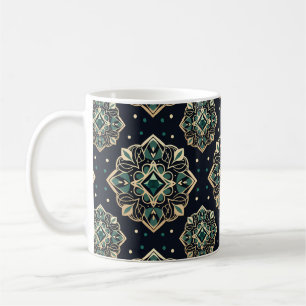 Gilded Emerald Mandala Kaffeetasse