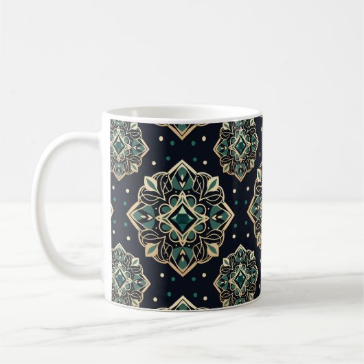Gilded Emerald Mandala Kaffeetasse (Links)