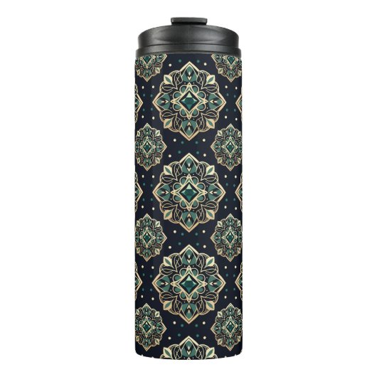 Gilded Emerald Mandala Thermosbecher (Vorderseite)