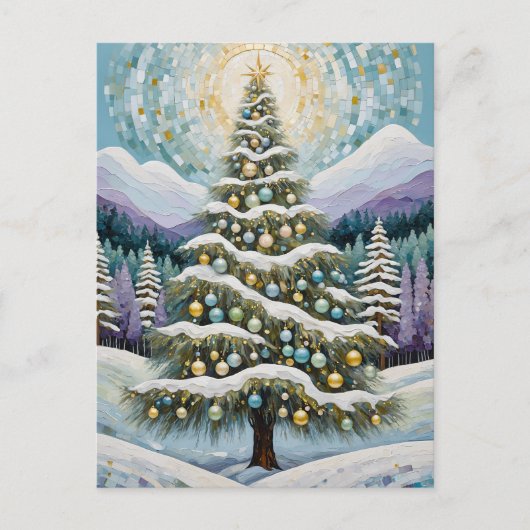 Gilded Evergreen Feiertagspostkarte (Vorderseite)