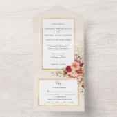 Gilded Fall Terracotta Floral All In One Einladung (Innen Boden)