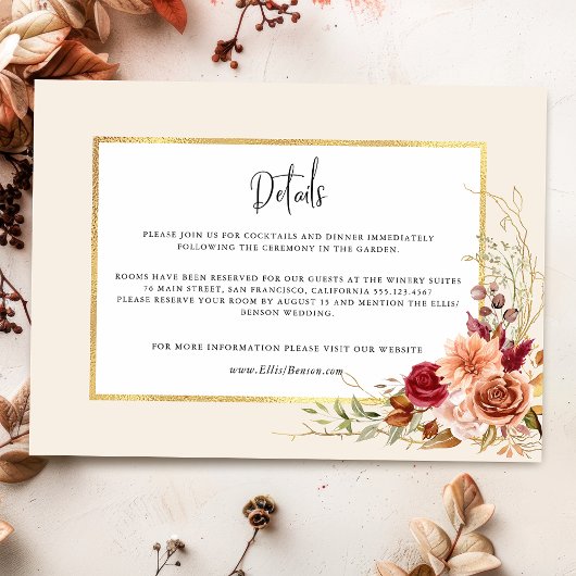 Gilded Fall Terracotta Floral Begleitkarte