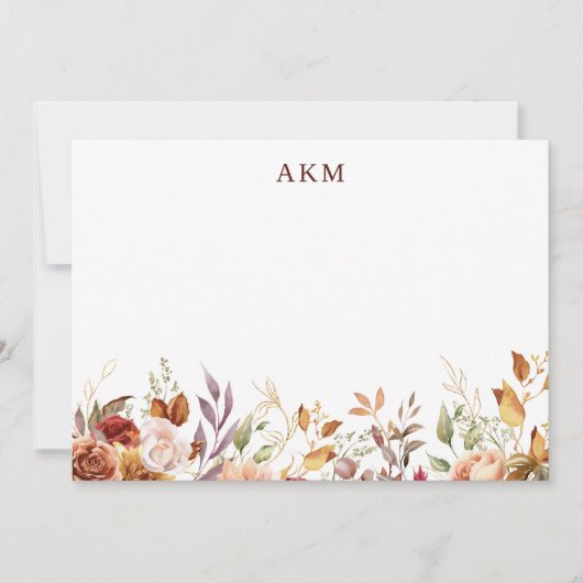 Gilded Fall Terracotta Floral Mitteilungskarte (Vorderseite)