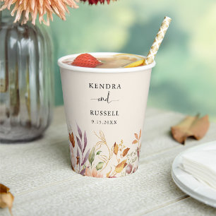 Gilded Fall Terracotta Floral Pappbecher