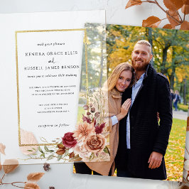 Gilded Fall Terracotta Floral Pergament Einladungen