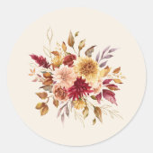 Gilded Fall Terracotta Floral Runder Aufkleber (Vorderseite)