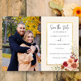 Gilded Fall Terracotta Floral Save The Date