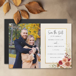 Gilded Fall Terracotta Floral Save the Date Magneteinladung