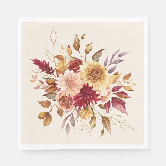 Gilded Fall Terracotta Floral Serviette (Vorderseite)