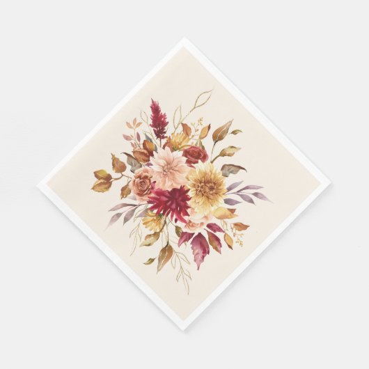 Gilded Fall Terracotta Floral Serviette (Ecke)