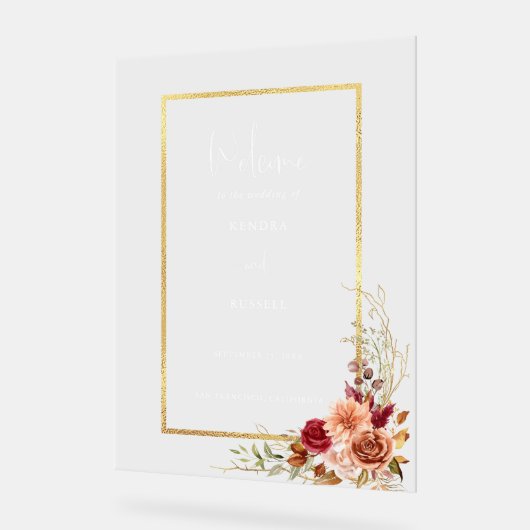 Gilded Fall Terracotta Willkommen Acrylschild (Winkel)