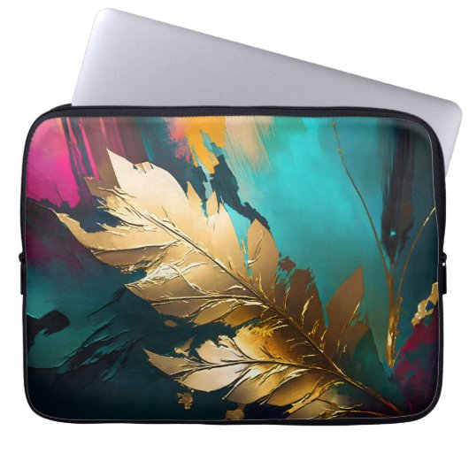 Gilded Feather – Luxe Abstract Elegance Laptopschutzhülle (Vorderseite)