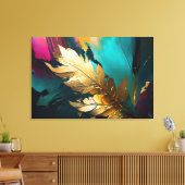 Gilded Feather – Luxe Abstract Elegance Leinwanddruck (Insitu (Wohnzimmer))