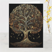 Gilded Fibonacci Tree Art Card Karte (Gelbe Blume)