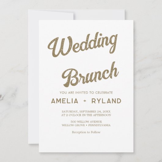 Gilded Floral | Brunch mit Creme & Gold Einladung (Vorderseite)