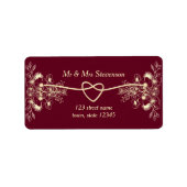 Gilded Floral Burgundy Gold Adressaufkleber (Vorne)