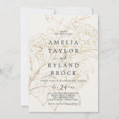 Gilded Floral | Cream and Gold Faded Wedding Einladung (Vorderseite)