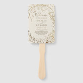 Gilded Floral | Cream and Gold Wedding Program Fan Fächer (Vorderseite)