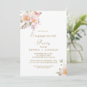 Gilded Floral Cream & Gold Engagement Party Einladung (Stehend Vorderseite)