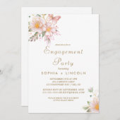 Gilded Floral Cream & Gold Engagement Party Einladung (Vorne/Hinten)