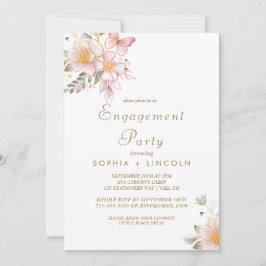 Gilded Floral Cream & Gold Engagement Party Einladung