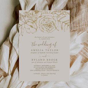 Gilded Floral Cream Gold Parent's Names Wedding Einladung