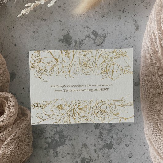 Gilded Floral | Cream & Gold Wedding Website UAWG Begleitkarte