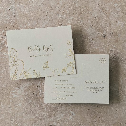 Gilded Floral | Cream Menu Choice UAWG Postcard Einladungspostkarte