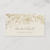 Gilded Floral | Creme and Gold Business Card Visitenkarte (Vorderseite)