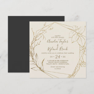 Gilded Floral   Creme and Gold Geometric Wedding Einladung