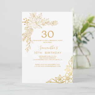 Gilded Floral   Creme und Gold 30. Geburtstag Einladung